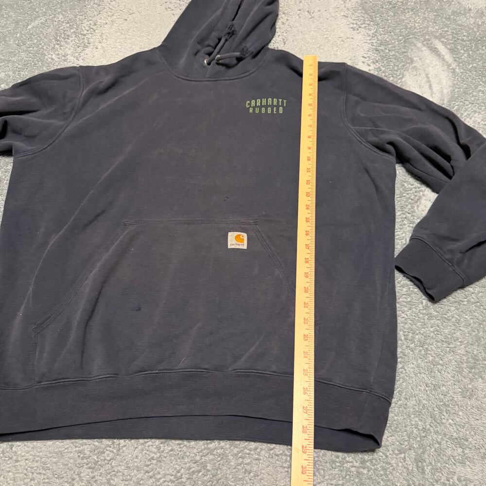 Carhartt Hoodie Mens XL Blue Graphic Workwear Rugged Sweatshirt *** - Picture 7 of 10